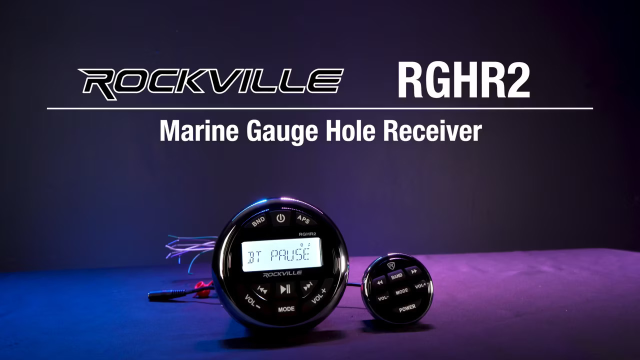 Radio Wired Remote Rockville RGHR2 Marine Gauge Hole Receiver w Bluetooth USB 