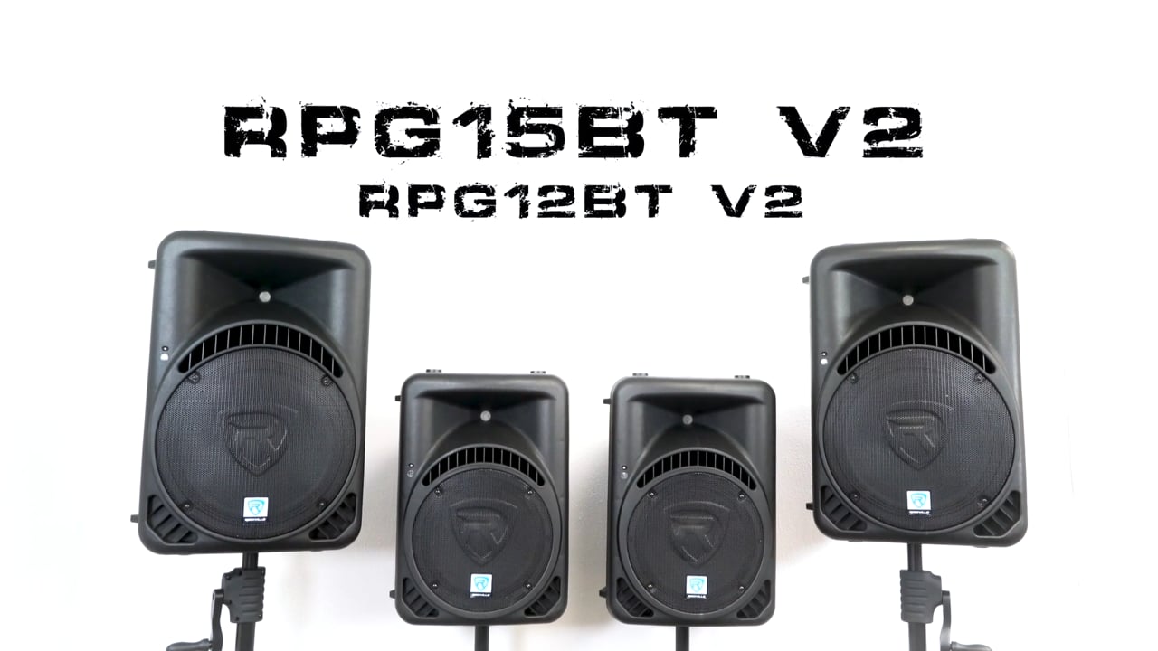(2) Rockville RPG15BT 15 2000w Powered Bluetooth/USB DJ  Altavoces+Soportes+Cables