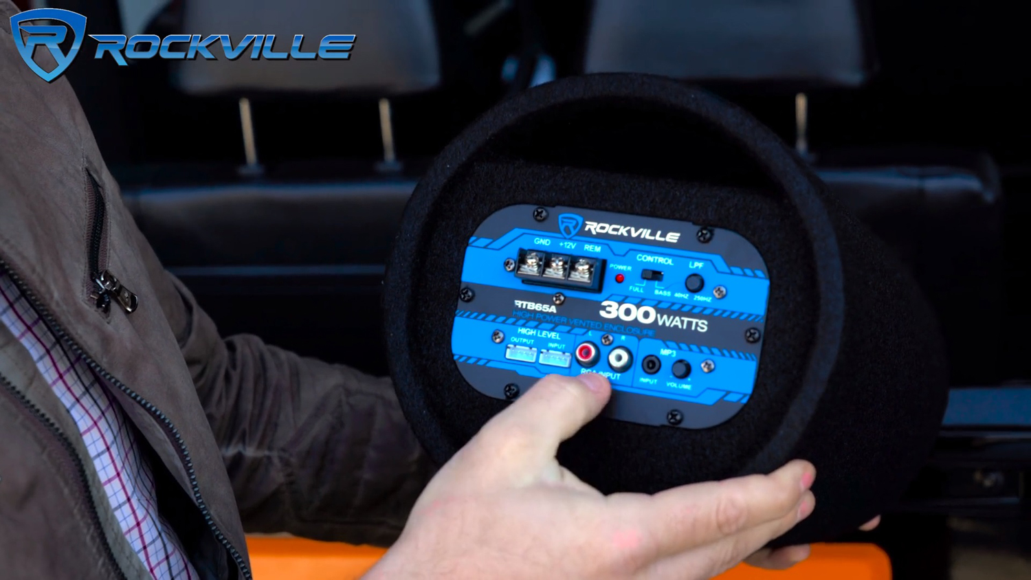 Black Rockville RTB65A 6.5 300w Powered Active Car Subwoofer Bass Tube MP3 Input 