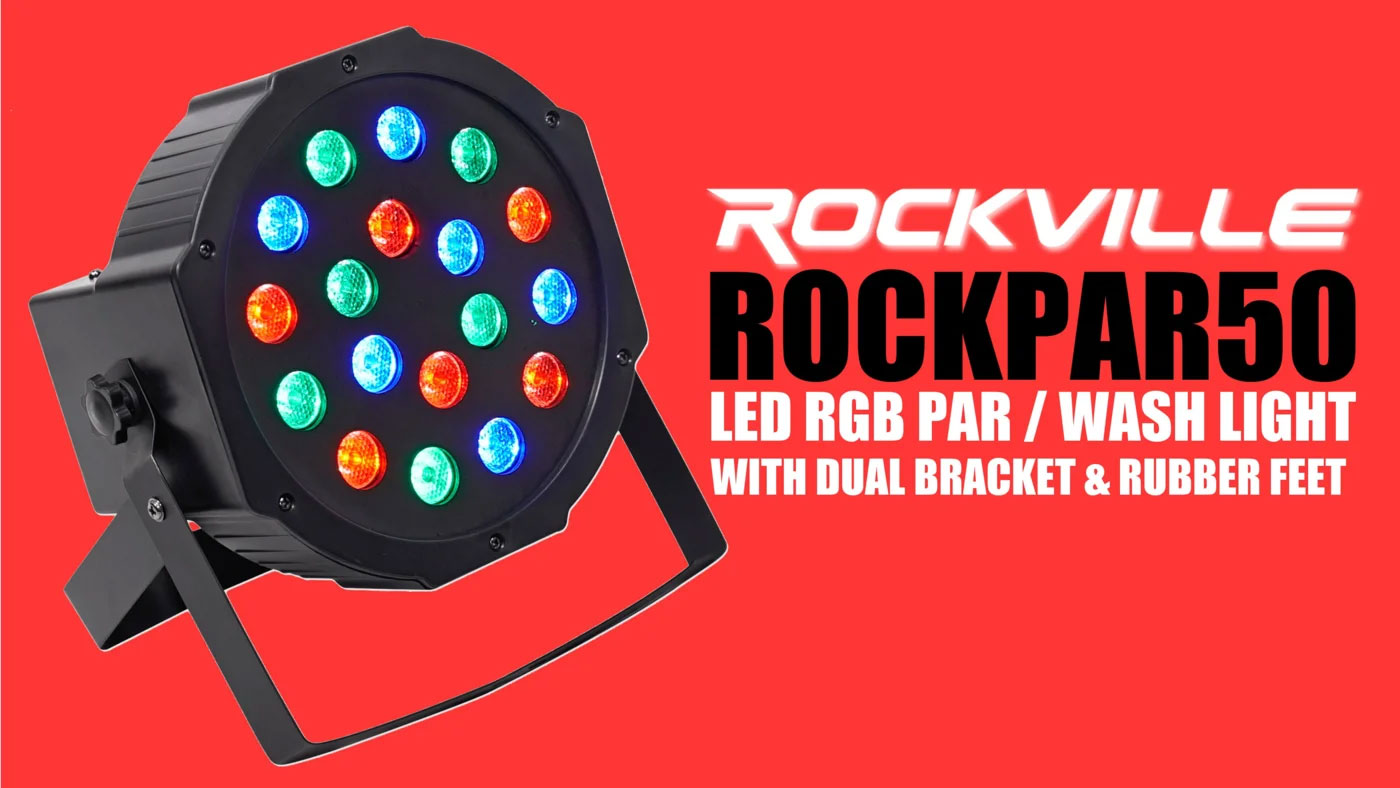 Rockville RockPAR50 LED RGB Compact Par Can DJ/Club DMX Wash Light+Dual Bracket 