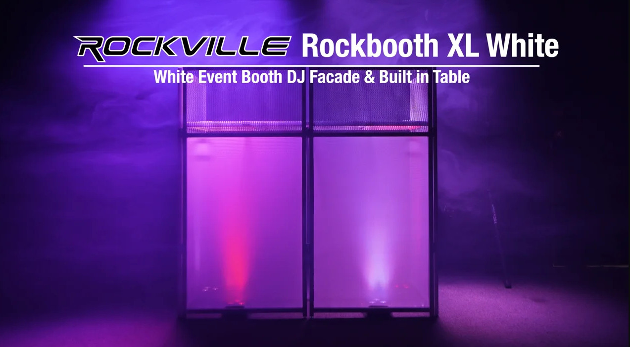Rockville Rockbooth White Event Booth DJ Facade+Built in Table+Travel  Bag+Scrims