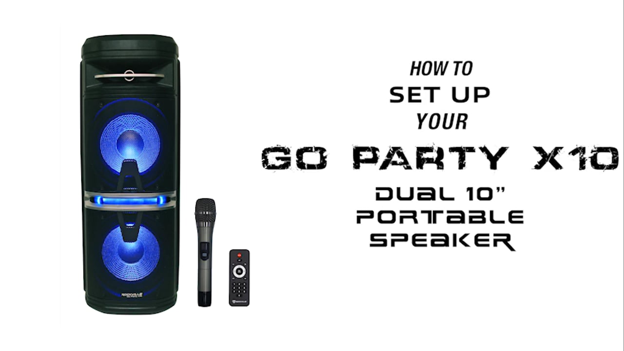 Rockville Go Party X10 Dual 10 Battery Powered Bluetooth Speaker+UHF Microphone 