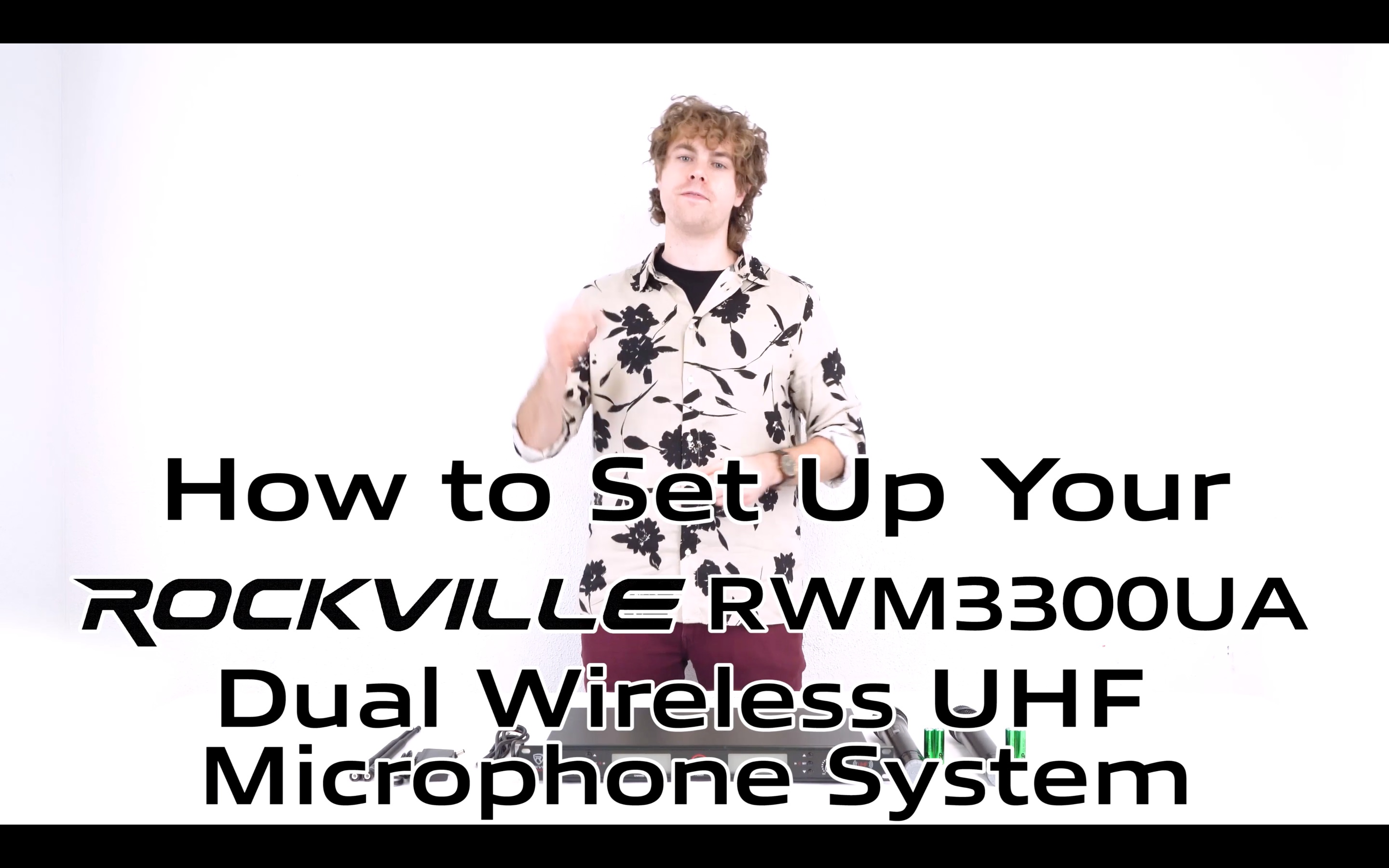 rwm3300ua Rockville 200 Channel UHF Wireless Dual HandHeld Microphone Mic System 