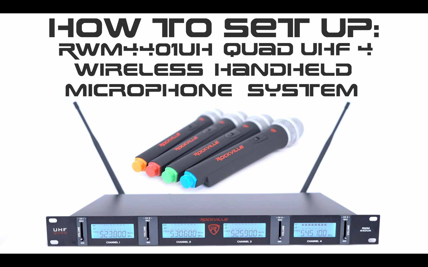 Rockville RWM4401UH QUAD UHF 4 Wireless HandHeld Microphone System